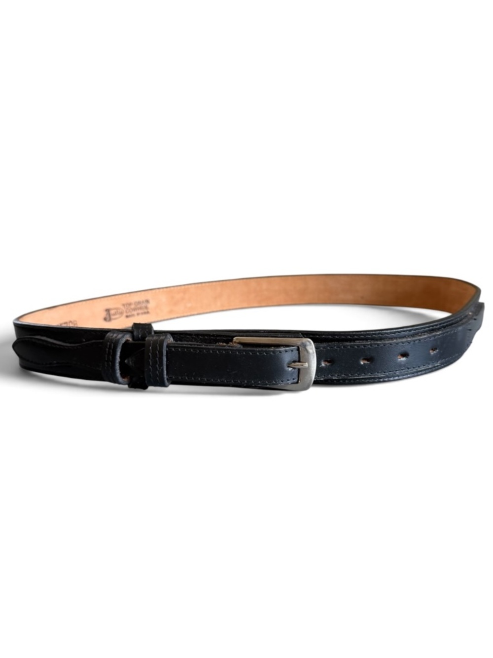 Justin Black Leather Belt Size 30 Removable Buckle Made in USA